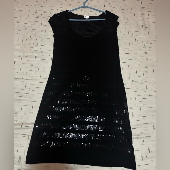 Black Sequin Striped Mini Dress - Picture 1 of 4
